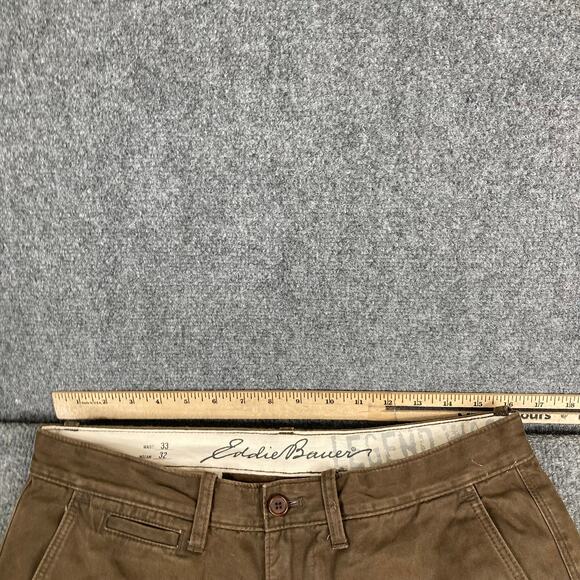 Eddie Bauer Pants Mens 33x32 Brown Straight Leg Casual Chino Cotton - Picture 5 of 12